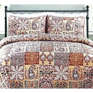 New Lifestyles Home King Quilt Set Bedspread Floral Paisley patchwork print boho